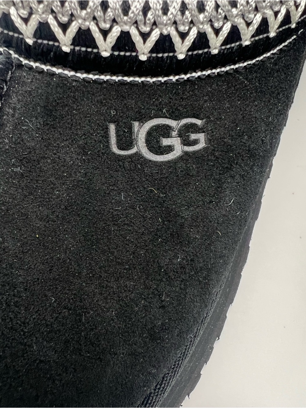 Ugg Tasman Platform Women’s size 6 black suede leather gray shearling shoes mule - Picture 8 of 9